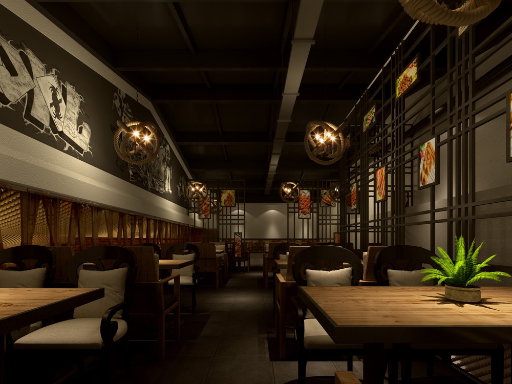 閔行300平新中式風格烤肉店設計裝潢-第3張圖片-上海古都建筑設計集團 閔行300平新中式風格烤肉店設計裝潢-第3張圖片-上海古都建筑設計集團